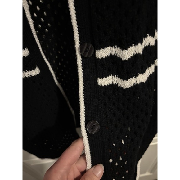 ABERCROMBIE & FITCH Women Crochet Short Sleeve Polo With Tipping Black White XS - Picture 3 of 8